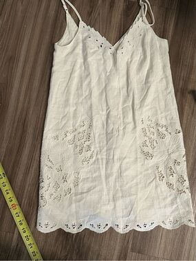 Astr Cream Eyelet Slip Dress with Delicate Lace